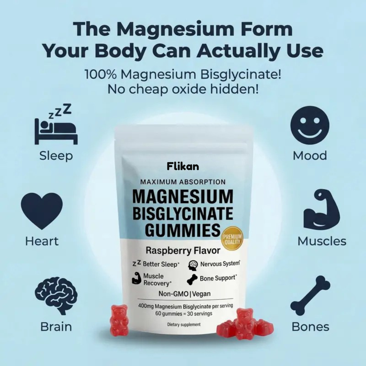Flikan Magnesium Bisglycinate Gummies